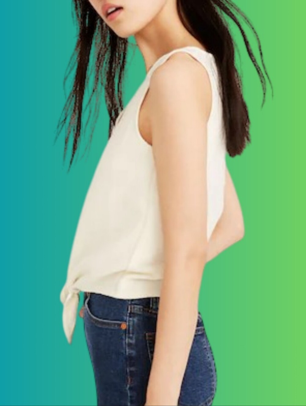 Madewell Texture and Thread Cropped Button Down Tie Front Tank Top - ivory - M - Picture 3 of 9